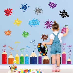 ERYI-Stickers Muraux Crayon Coloré, Autocollants Mural Inspirante Citations, Décoration Murale Pour La Chambre D'Enfant Salon Bébé Pépinière - Neuf