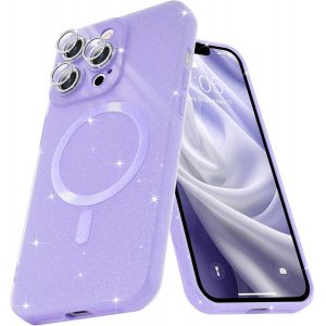 Kal-Coque Magnétique Pour Iphone 13 Pro Etui À Paillettes Brillant Compatible Avec Magsafe Charge Sans Fil Housse De Protection Antichoc Pour Appareil Photo Glitter Silicone Tpu Souple,Mauve - Neuf