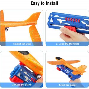 Lanceur De Jouet, De La Mousse De Jeter Planeur Avion Avec Catapulte Pistolet, Piscine Extérieure, Jeu De Tir Pour Les Enfants Garçons Filles Âge 3-12, Vol Gadget Enfants De Cadeau De Noël - Neuf