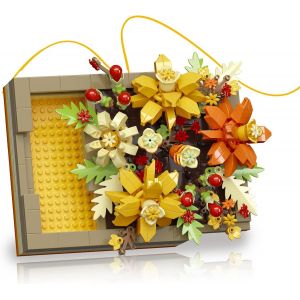 lbgwp60-Flower Building Blocks Boîte À Bijoux, Motif De Fleurs, Blocs De Construction, Pièces Centrales, Boîtes À Bagues Proposées, Idées Cadeaux Pour La Saint-Valentin (Jaune 536 Pièces) - Neuf
