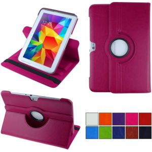 2.0 Etui Pour Samsung Galaxy Note 10.1 Gt-N8000 Gt-N8010 Gt-N8020 Coque De Protection Rotation 360&deg; Smart Housse Cover Case Stand - Rose Vif - Neuf