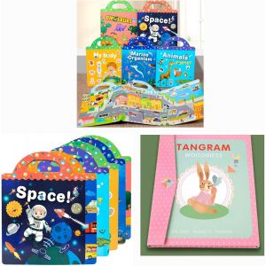 KAL-Tangram Magn&eacute;tique En Bois, Jeu De Puzzle, Jouets De Construction, Jeu De Voyage, Exercice Mental, Livre Qi, Jouet &Eacute;ducatif Formes G&eacute;om&eacute;triques (Rose) - Neuf