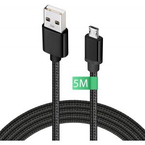 C&acirc;ble Micro Usb 5M, Long Chargeur Nylon Tress&eacute; Usb C&acirc;ble, Charge Rapide Android Phone C&acirc;ble Compatible Pour Samsung Galaxy S7/ S6/ S5, Contr&ocirc;leur Ps4 C&acirc;ble, Xbox One, Htc, Sony, Lg[CAB9162034] - Neuf