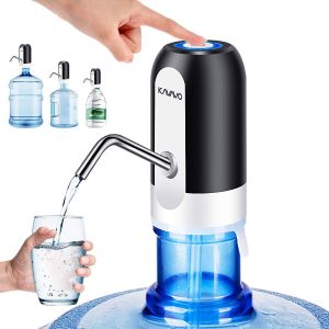 Pompe à Bouteille d¿Eau,2 Adaptateurs Supplémentaires de Différents Calibres,Distributeur d¿Eau Électrique Portable avec 2 Tuyaux Libres à Couper Noir Blanc,En Silicone,Plastique - Neuf