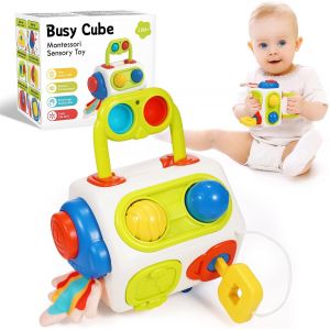 MDY-9 in 1 Cube d'activité Bébé, Jouet Bebe 6-18 Mois, Jeux Montessori 1 an, Jouet Bebe 1 2 an, Cadeau Bebe 1 2 an, Montessori Sensoriel Jouets Bebe 6-12 Mois, Educatif Motricité Cube d'activité - Neuf