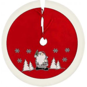 Jupe de sapin de No&euml;l ronde, housse de sapin, protection pour aiguilles de sapin, rouge et blanc - Neuf