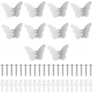 10 Pcs Patere Murale, Porte Manteau Mural, Crochet Porte Manteau, Pat&egrave;res Crochets Papillon Cr&eacute;atifs, Patere Porte Manteaus pour Manteaux Serviettes, D&eacute;coration de Salle de Bain Chambre Argent - Neuf