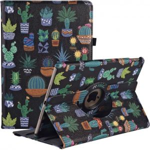 &Eacute;tui pour iPad 9&egrave;me/8&egrave;me/7&egrave;me G&eacute;n&eacute;ration 2021/2020/2019 10,2"", Support Rotatif &agrave; 360&deg;, Fonction Veille/R&eacute;veil Automatique (Cactus) - Neuf