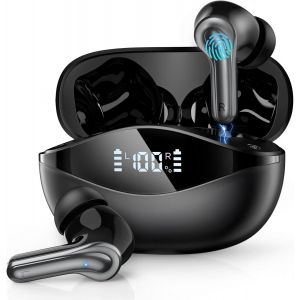 KAL-Ecouteurs Bluetooth Sans Fil, 2025 Écouteurs Bluetooth 5.4 Avec Enc Réduction Antibruit Mic, 50H Casque Hi-Fi Son Stéréo Ecouteurs Sans Fil, Ip7 Etanche, Écran Led, Oreillette Pour Ios Android - Neuf