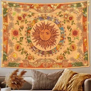 Tapisserie Jaune Soleil Et Lune Tapisserie Rétro Beurre De Tournesol - Neuf