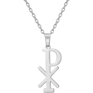 Tianyi-Collier Chi Rho Symbole Christogramme Alpha Omega Collier Ixci Nika Jésus Christ Nom Pendentif Sacramentale Chrétienne Amulette Religieuse Bijoux Cadeau Femme Homme - Neuf