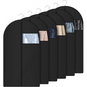 Jexnovashop-Housse Vetements À Suspendre, 100 X 60cm Lot De 6, Housses De Vêtements Zip Et Fenêtre Visible, Pour Chemise Costumes Et Manteaux, Imperméables Anti Poussière Etanche Mite Humidité (Noir) - Neuf