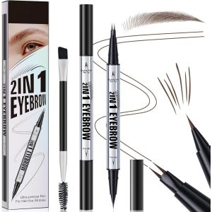 Crayon &agrave; Sourcils 3D Imperm&eacute;ableMagique Crayon Sourcil Microblading avec 2 Pointes FourchuesCrayon &agrave; Sourcils &agrave; Double Extr&eacute;mit&eacute; 2 en 1Eyebrow Pencil pour le Maquillage Naturel (Marron Noir) - Neuf