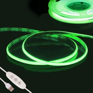 Vert Ruban Led Cob 2m,Dc5v Usb Bande Led Chambre,480led/M Cri90+ 4mm Dimmable Fancy Led Tv,Flexible Lumiere Bandeau Led Gaming Adhésif Pour Cuisine,Fête,Armoire,Diy Decor - Neuf