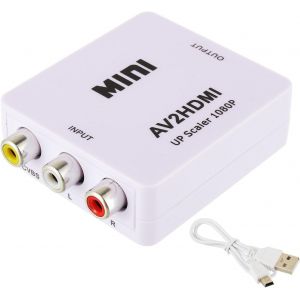 Adaptateur Rca Vers Hdmi Convertisseur Av En Hdmi,1080p Supporte Pal/Ntsc Rca Composite Cvbs Convertisseur Audio Vidéo Avec Usb Câble Pour Pc/Xbox/Tv/Stb/Vhs/Dvd/Wii(Blanc) - Neuf