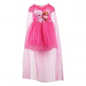 Robe D'ete Une Piece A Manches Courtes Pour Fille, Motif Dessin Anime, Avec Voile (Rose 130) - Neuf