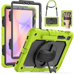 TIANYI-Coque pour Samsung Galaxy Tab S10 Lite / S10 FE / S9 FE 10.9 Pouces / S9 11 Pouces, Coque Antichoc avec Protecteur D'&eacute;cran, Dragonne, Bandouli&egrave;re, Support et Porte-Stylo, Vert - Neuf
