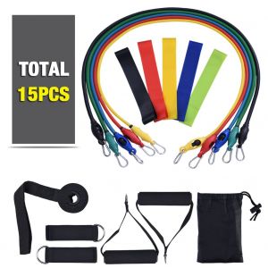 Ensemble De Bandes De Resistance, 15 Tubes D'exercice Anti-Claquement Et Bandes En Latex Pour L'entrainement Physique - Neuf