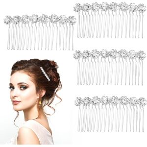 Kal-4 Pcs Strass Peigne À Cheveux Peigne À Cheveux De Mariée Accessoires De Cheveux Strass Argent Cheveux Côté Peigne Pinces À Cheveux De Mariage Accessoires De Cheveux Femmes Filles Cristal Coiffes - Neuf