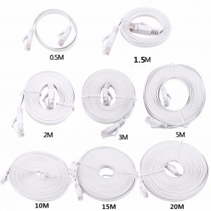 Cable Ethernet plat RJ45 CaT6 haute vitesse (0,5 m, 1,5 m, 2 m, 3 m, 5 m, 10 m, 15 m, 20 m) pour reseau LaN, UTP, pour routeur et ordinateur - Neuf
