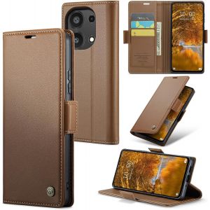 Maa-Coque Pour Xiaomi Redmi Note 13 Pro 4g, Étui Housse En Rfid Protection Premium Pu Cuir Portefeuille Rabat Case Magnétique Stand Antichoc, Étui Case Pour Xiaomi Redmi Note 13 Pro 4g, Marron - Neuf