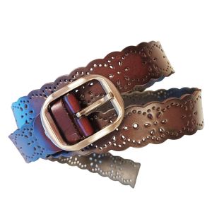 Promotion ! Ceinture Cuir 'cordoue' Marron - Largeur 40 Mm, Boucle 70x50 Mm - Neuf
