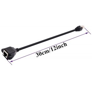 Cat 6 Ethernet Réseau Câble RJ45 Mâle à Femelle Connecteur Réseau Ethernet Blindé Vis Extension Câble de Montage sur Panneau Câble pour Routeur,Modem. (0.3M/1ft) - Neuf