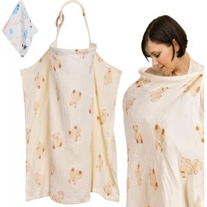 Cape Allaitement Couverture Allaitement Tablier Echarpe Cache D'allaitement Voile Bebe + Débarbouillettes Bébé En Mousseline Housse Cap Drap Chale Foulard Pour Les Déplacements Tissu Respirante - Neuf