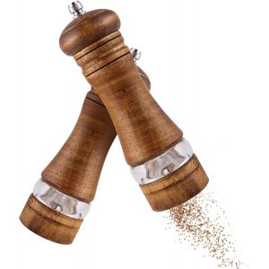Mevronisshop-2 Pi&egrave;ces Moulin A Poivre Bois, Broyeur En C&eacute;ramique R&eacute;glable, Manuel Moulins A Sel &Eacute;pices Grosseur R&eacute;glable, Salieres Et Poivrieres Pour Sel De Mer, Piment, Accessoire De Cuisine Raffin&eacute; - Neuf