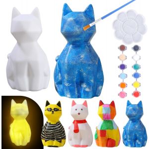 KALANKA-Kit de Peinture Lampe de Chat Veilleuse 3D, Set de Peinture pour Chat Lumière, Cadeau Fille 6 7 8 9 10 12 Ans, Set de Création Artistique, Loisir Ensemble Créatif Activité pour Garçons - Neuf