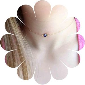 Kal-Boho Collier Ras Du Cou Mauvais ?il Collier Pendentif Oeil Bleu Collier Chaîne En Or Minimal Collier Oeil Chanceux Amulette Chaîne Bijoux Pour Femmes Et Filles - Neuf