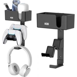 Lkljij-Support Mural Pour Manette 4-En-1, Support Contrôleur Double Et Support Casque Avec Patins Antidérapants, Rangement De Manette Amovible Pour Ps5 Ps4 Avec Organisateur De Bureau Pour Bureau Cha - Neuf
