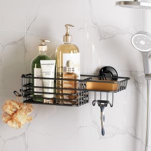 Lot de 2 Paniers de Douche D'angle à Ventouse, Etagère de Douche de Salle de Bain, Panier de Rangement Mural pour Shampoing Support en Plastique pour Cuisine et Salle de Bai - Neuf