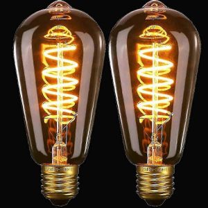 Paquet De 2 Ampoules St64 Vintage Edison-4w 40w Dimmable Spiral Flexible Led-Ampoules À Filament-Pas De Scintillement Rétro E27 Ampoule À Vis - Neuf