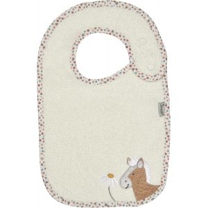 Kalanka-Bavoir Cheval Sunny &iquest; Bavoir Pour B&eacute;b&eacute; Avec Application Mignonne, En Coton Absorbant &iquest; Bavoir B&eacute;b&eacute; Avec Fermeture &Agrave; Bouton-Pression, &Eacute;cru - Neuf