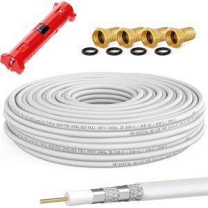 Câble coaxial satellite, câble pour antenne DVB-S, S2, S2X, DVB-C et DVB-T, les plantes T2 BK UHD 4K Full HD 3D 10 m - Neuf
