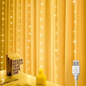lbgwp60-1X1M 100Led Usb Rideau Lumineux Noel Intérieur, Rideau Pour Noël, Mariage, Anniversaire, Fenêtre(Blanc Chaud) - Neuf