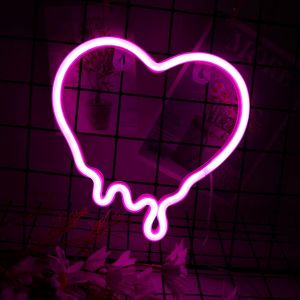 Heart Neon Signs, Pink Heart Neon Lamp Pink Led Neon Night Light For Bedroom Usb/Batteries Heart Night Lights For Wall Home Children's Room Birthday Party Bar Decor Best Gifts - Neuf