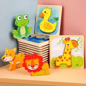 Dessin Anim&eacute; Grenouille Train Animal 3d En Bois Puzzle Planche &Eacute;ducation Enfants Toy_#Train - Neuf