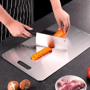 Kalanka-Planche À Découper En Titane Pour Cuisine, Plateau À Découper En Acier Inoxydable Double Face, Planche À Découper En Titane Multifonction, Convient Pour Pâte, Viande, Fromage, Légumes (Aciers - Neuf