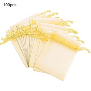 Hjlian Lot De 100 Sachets Cadeaux En Organza Pour Mariage, Savons, Pochettes A Cordon (Dore, 7 X 9 Cm) - Neuf