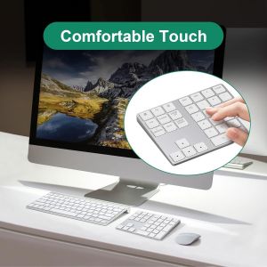 SUBZONAL-Pavé Numérique sans Fil, Clavier Bluetooth à 34 Touches Clavier avec Câble USB Compatible avec Windows, iOS, système Android, Argent - Neuf