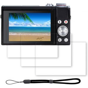 [3Pcs Protection d'Ecran pour Canon Powershot G7X Mark III+[1Pcs] Dragonne pour G7 X Mark III,Verre Tremp&eacute;,Duret&eacute; 9H,Anti-rayure,Sans Bulle,Anti-empreinte,Installation Facile - Neuf