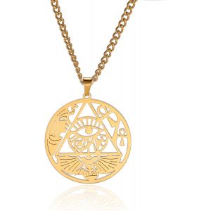 Kal-Collier Noeud Trinit&eacute; Celtique Collier Noeud Celtique Pendentif Croissant De Lune Ancienne Irlandaise Triangle Celtique Amulette De Protection En Acier Inoxydable Pour Hommes Et Femmes - Neuf