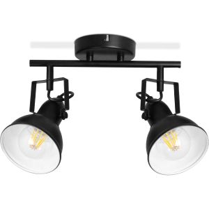 Ulteronixshop-Lampe De Plafond Led Vintage Avec Douille E27, Plafonnier 2 Spots En M&eacute;tal Noir Et Blanc, Applique Murale Int&eacute;rieure Pour Cuisine, Chambre &Agrave; Coucher, Max. 60w (Sans Ampoule) - Neuf