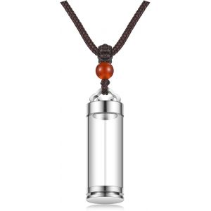 Collier Pendentif Flacon Bouteille Verre Transparent Fun&eacute;raire Urne Cendres Pendentif Tube A Remplir Recipient Ouvrir Contenant Comm&eacute;moratif Souvenir Bijoux Homme Femme - Neuf