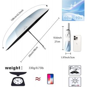 Tzf-Parapluie De Voyage Pliant Compact Et Portable De Couleur D&eacute;grad&eacute;e, Ouverture Et Fermeture Automatique, Protection Uv, 8 Baleines, L&eacute;ger, Soleil, Pluie, Petit Sac &Agrave; Main, Pour Femmes Et Enfants - Neuf