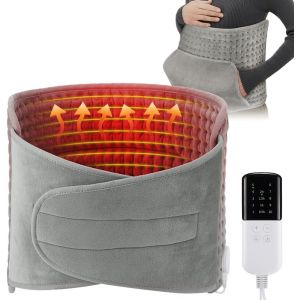 JGD-Ceinture Lombaire Chauffante, 125x30cm Ceinture Chauffante Lombaire avec Poche, 4 Minuteries, 9 Temp&eacute;rature, Couverture Dorsale Chauffante pour le Dos, L'abdomen et la Taille - Neuf
