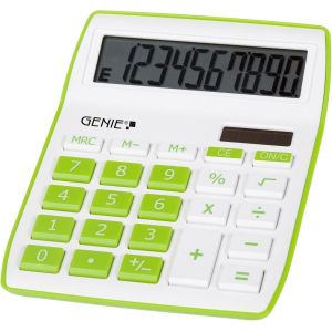 840 g 10 chiffres calculatrice de bureau avec double alimentation (solaire et batterie) Compact-Vert - Neuf