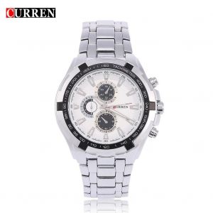 Curren Analogique Rond Quartz Montre-Bracelet Bracelet En Alliage Montre-Bracelet D'affaires (Bo&icirc;tier Argent&eacute;,Cadran Blanc) - Neuf